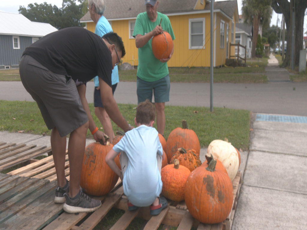 Volunteers At Saint Paul's Methodist Church, unloading Pumpkins