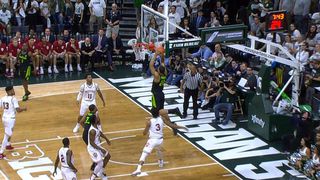 Michigan State's Miles Bridges slams home the alley oop to finish off the fast break