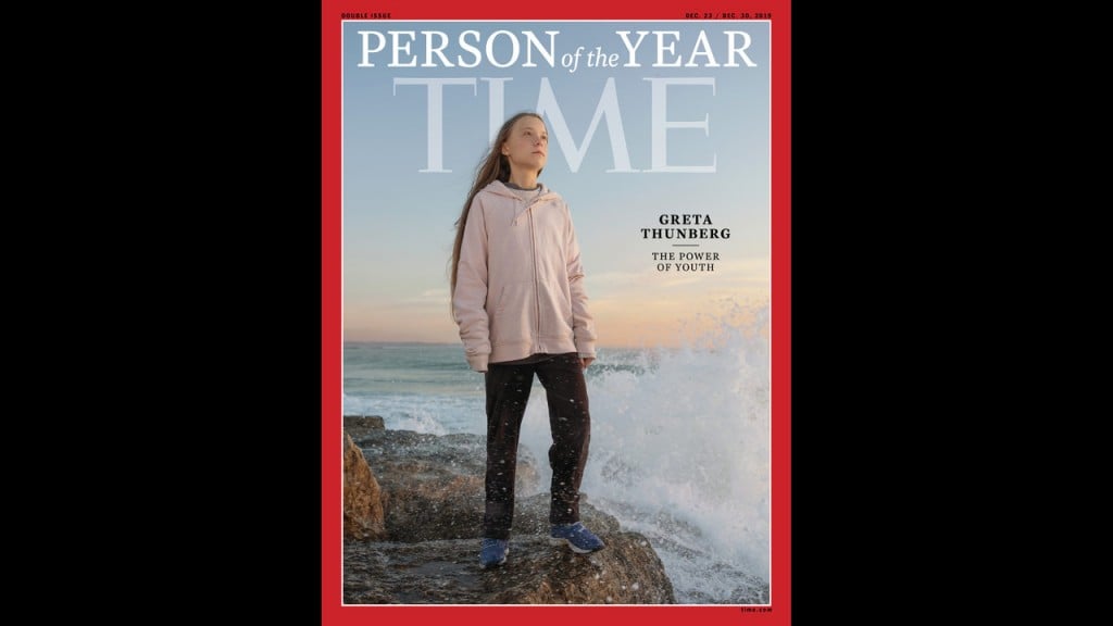 This photo provided by Time magazine shows Greta Thunberg