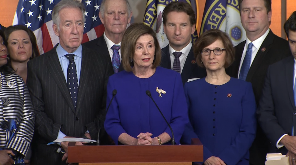 Rep. Pelosi and Rep. Neal held a press conference on the USMCA trade agreement. (Photo: CNN)