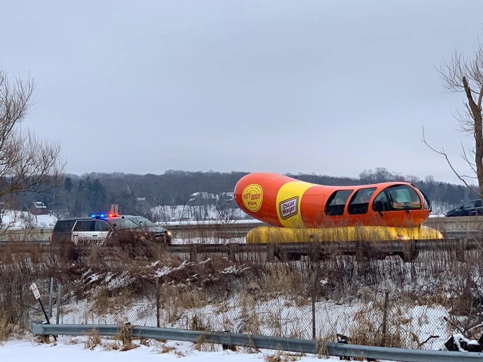 The Oscar Mayer Wienermobile was pulled over by law enforcement in Wisconsin. Photo: Waukesha County Sheriffs Department.