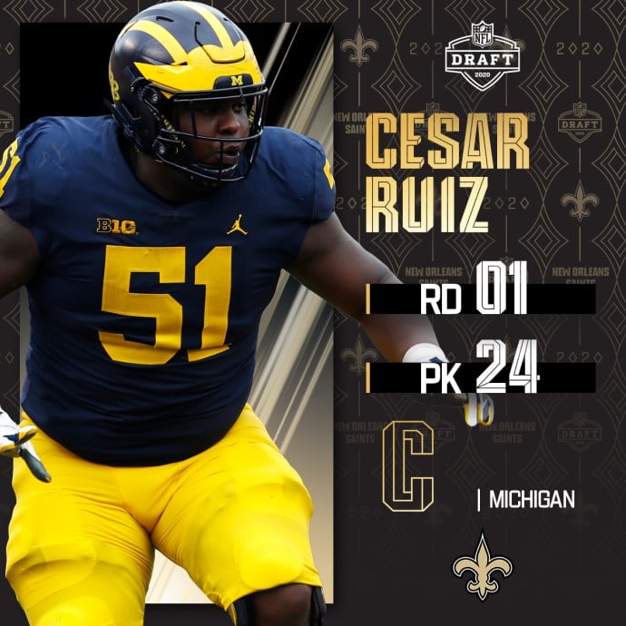 Saints gear up for Super Bowl run with selection of Cesar Ruiz