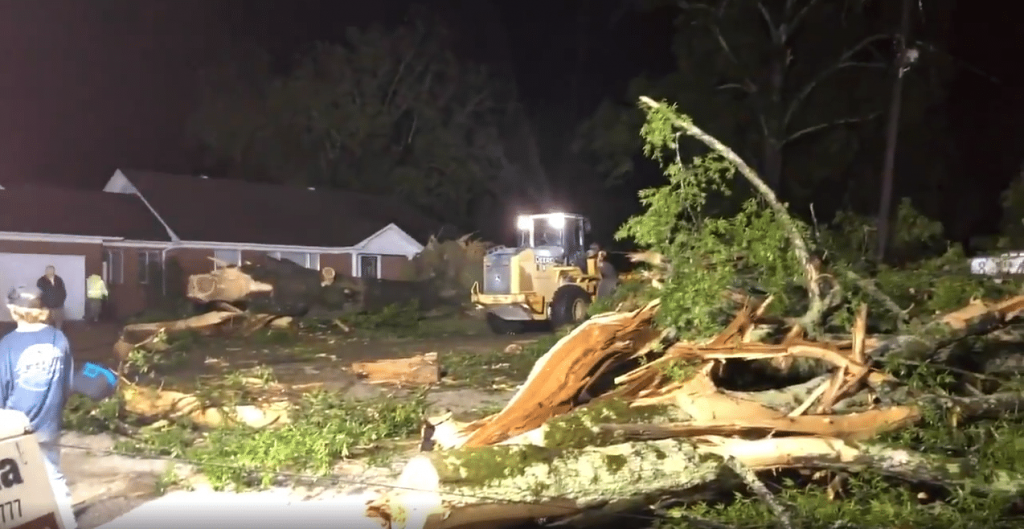 Storm damage in Calhoun City on Sunday