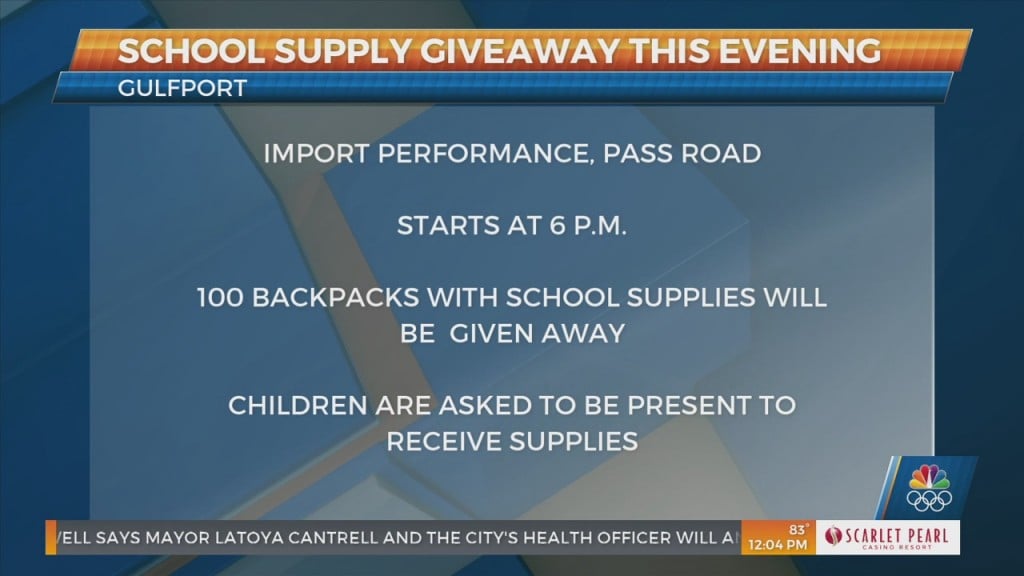 School Supply Giveaway In Gulfport This Evening