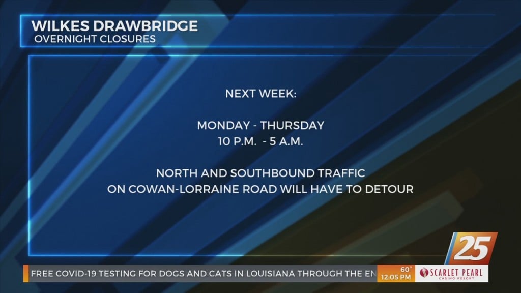Wilkes Drawbridge Closing Overnight Next Week
