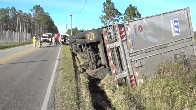 Authorities Respond To 18 Wheeler Rollover Accident On Canal Road In Harrison County