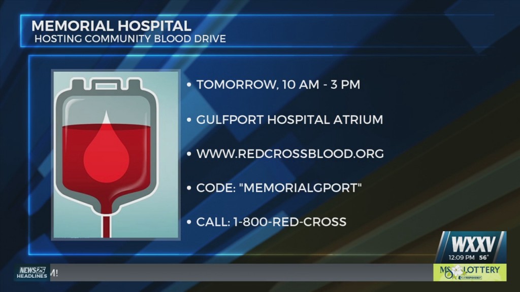 Memorial Hospital Hosting Community Blood Drive Wednesday