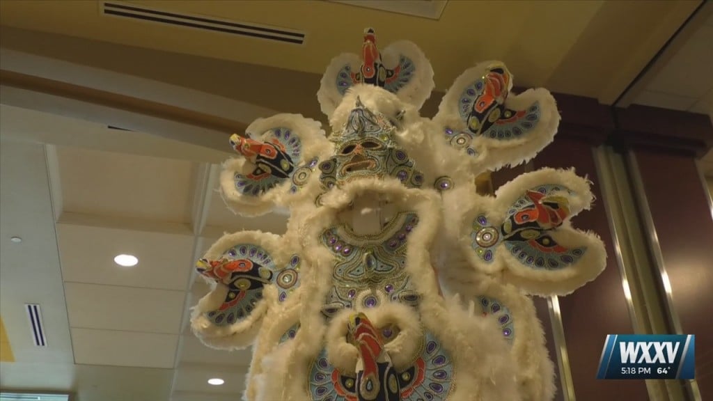 Hancock Whitney Installs Mardi Gras Indian Suit Exhibit