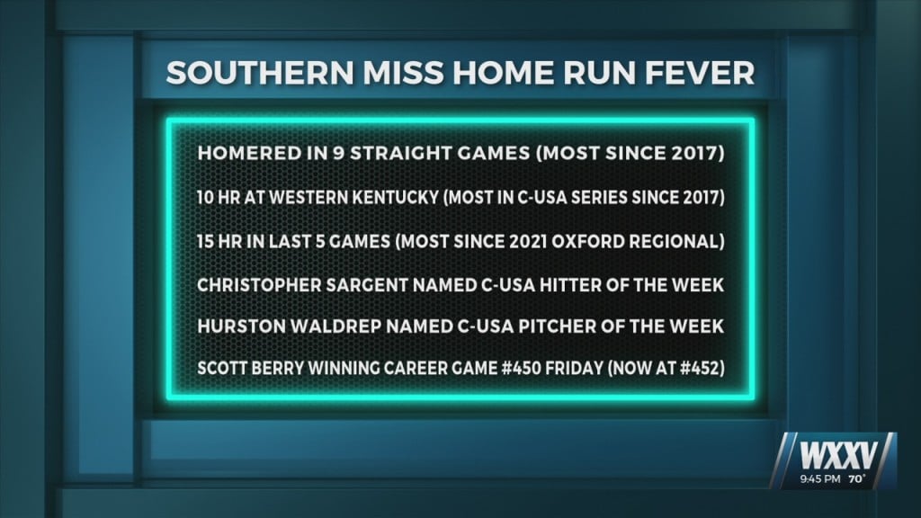 Southern Miss Baseball Homered In Nine Straight Games