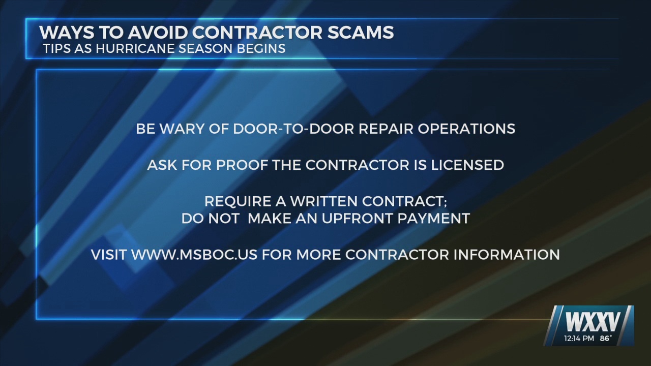 Ways to avoid contractor scams as hurricane season begins - WXXV News 25