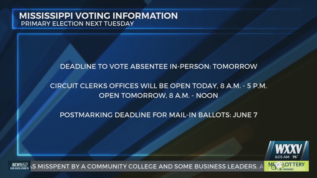 Deadline To Vote Absentee In Person For Midterm Primary Elections Is Saturday