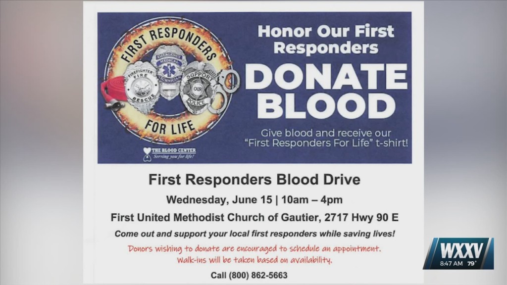 First Responders Blood Drive Next Wednesday In Gautier