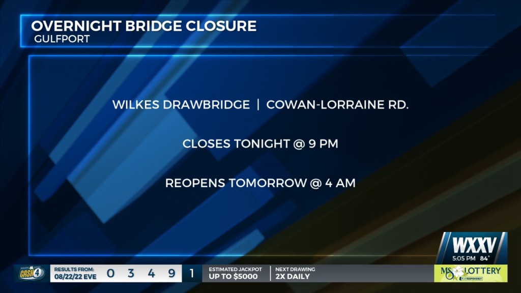 Wilkes Drawbridge On Cowan Lorraine Closing Overnight