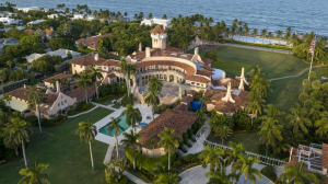 This is an aerial view of President Donald Trump's Mar-a-Lago estate, Aug. 10, 2022, in Palm Beach, Fla.