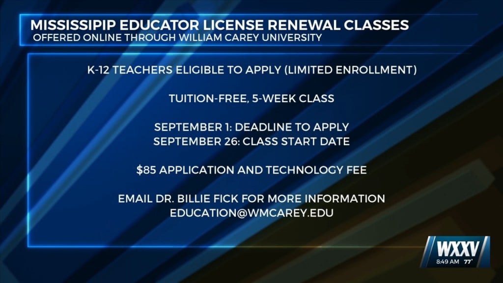 William Carey Offering Mississippi Educator License Renewal Classes
