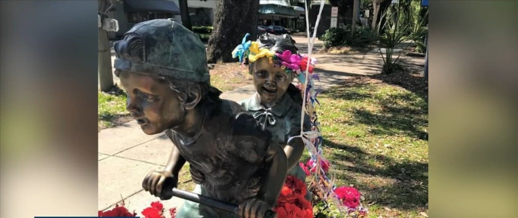 Statue In Front Of Miner’s Doll And Toy Store Missing