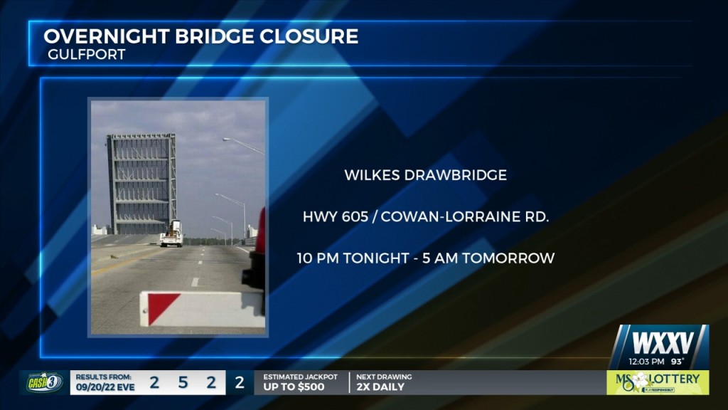 Wilkes Drawbridge In Gulfport Closing Overnight