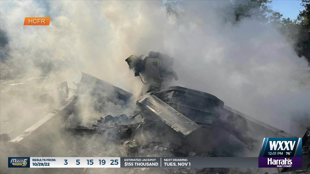 Mobile home destroyed in fire in Harrison County - WXXV News 25