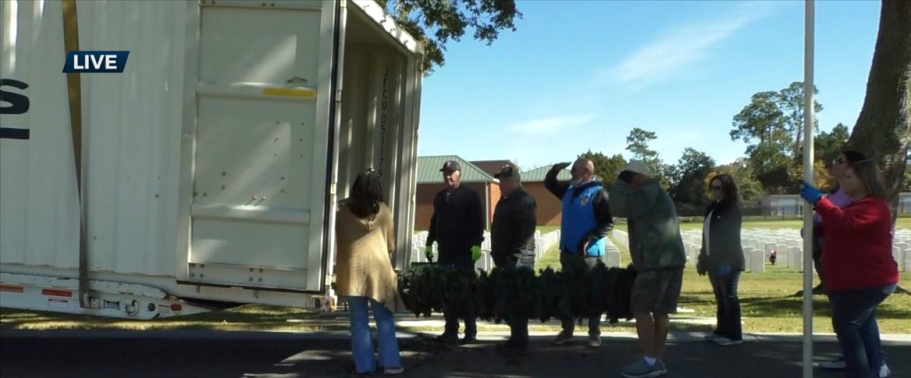 Volunteers Unload Wreaths Ahead Of Saturday’s Ceremony At Biloxi National Cemetery