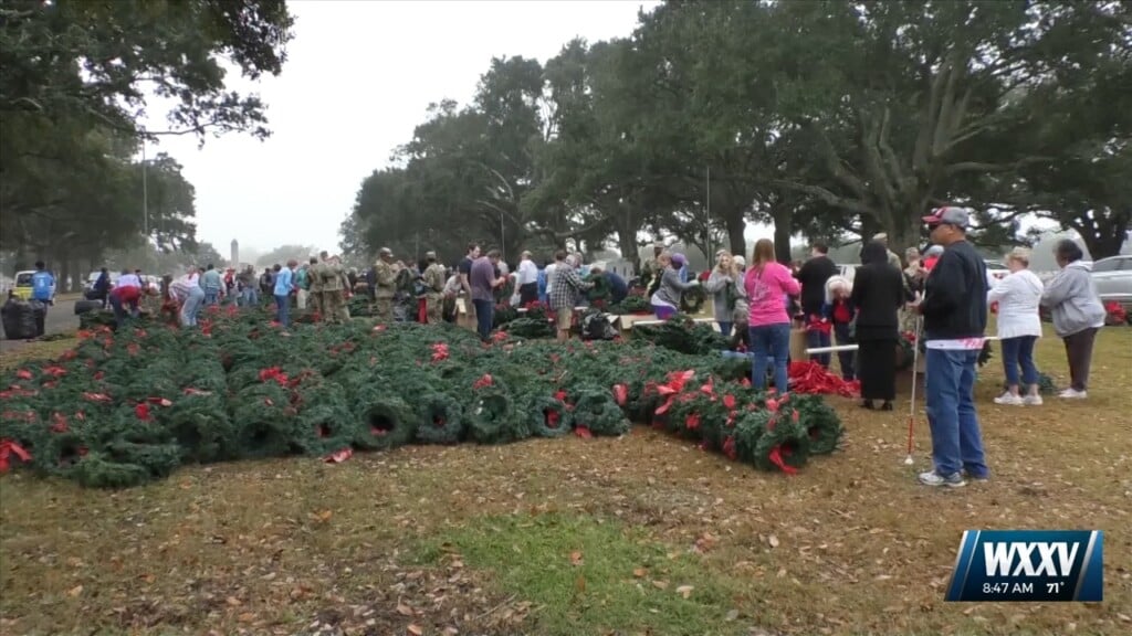 Crusaders For Veterans Holding Wreath Pick Up At Biloxi National Cemetery