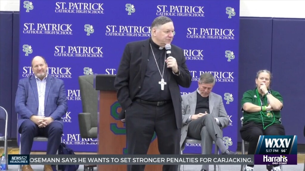 Bishop Kihneman Visits St. Patrick High School
