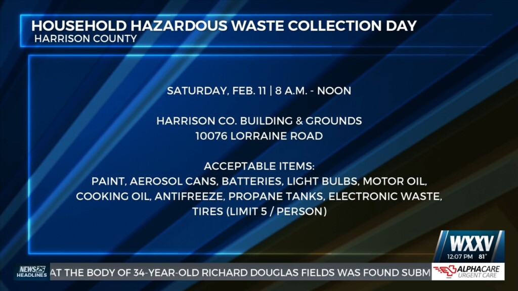Household Hazardous Waste Collection Day In Harrison County