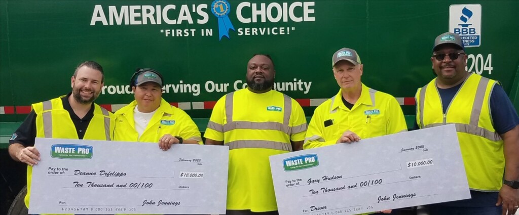 Two Waste Pro Drivers In Gulfport Receive Safety Rewards