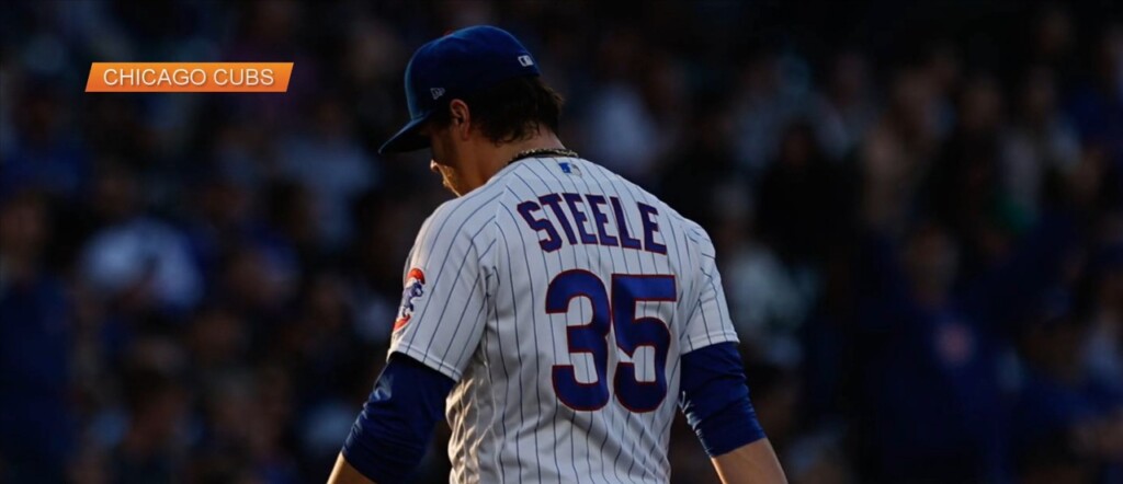 Justin Steele of the Chicago Cubs celebrates against the Milwaukee