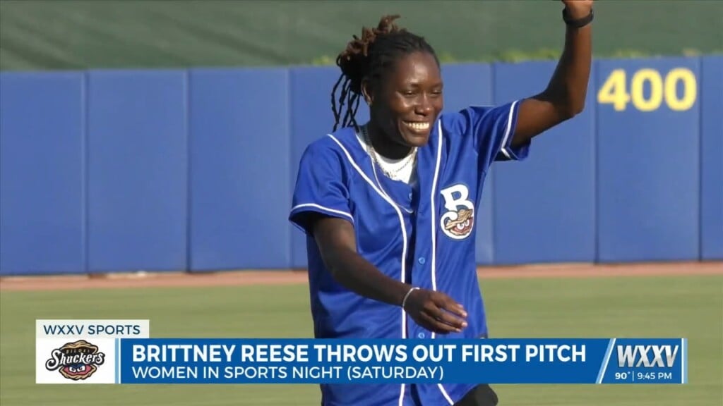 Olympian Brittney Reese Throws Out Shuckers First Pitch On Women In Sports Night