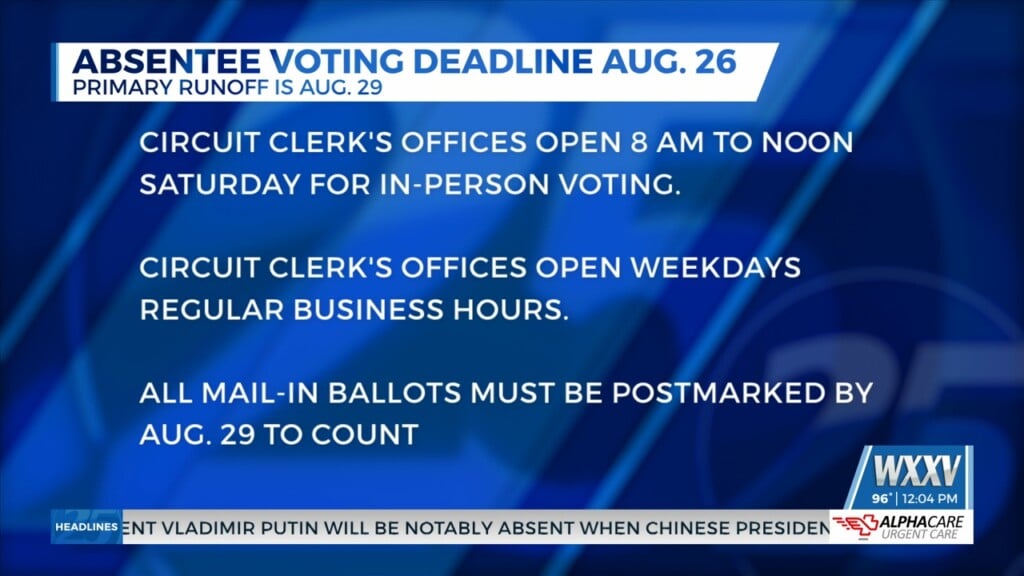 Absentee Voting Deadline Is August 26th