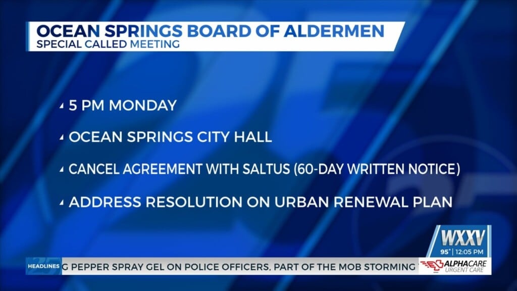 Ocean Springs Board Of Alderman Hosting Special Called Meeting Tonight