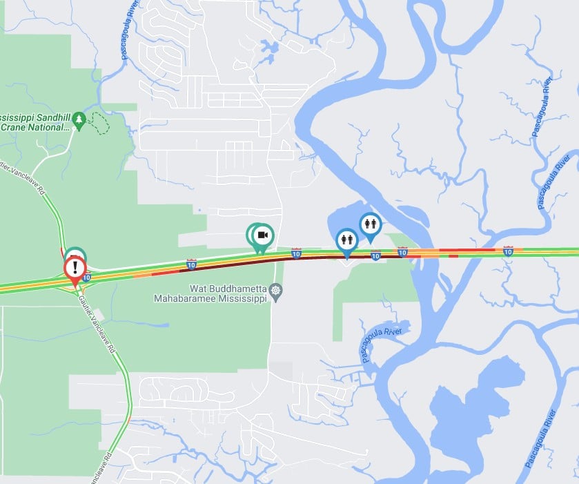 I-10 Mississippi Map