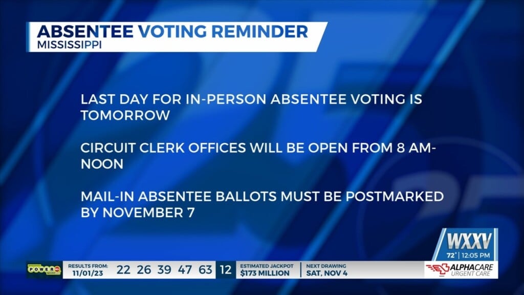 Last Day For In Person Absentee Voting Is Saturday, November 4th