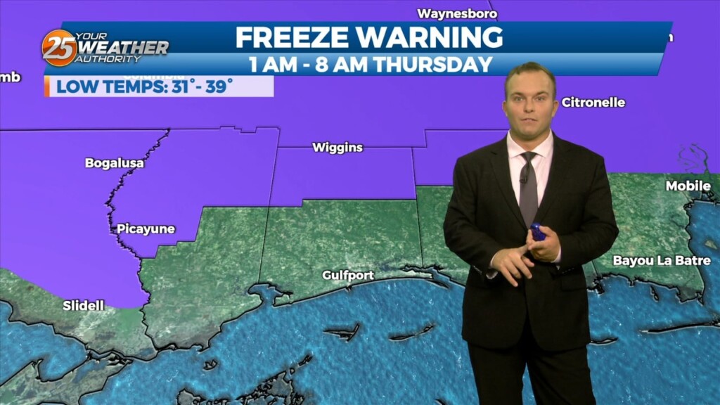 11/1 Jeff's "freeze Warning Inland" Wednesday Night Forecast