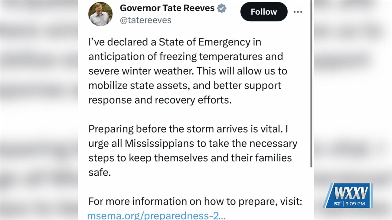 Governor declares state of emergency as winter weather moves into state ...