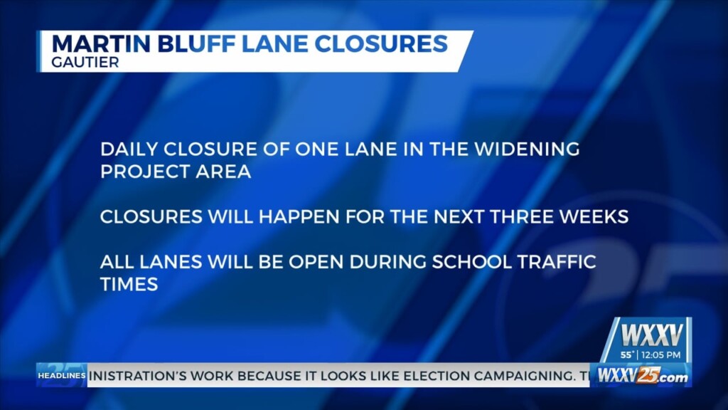 Daily Lane Closure For Martin Bluff Road Widening Project In Gautier