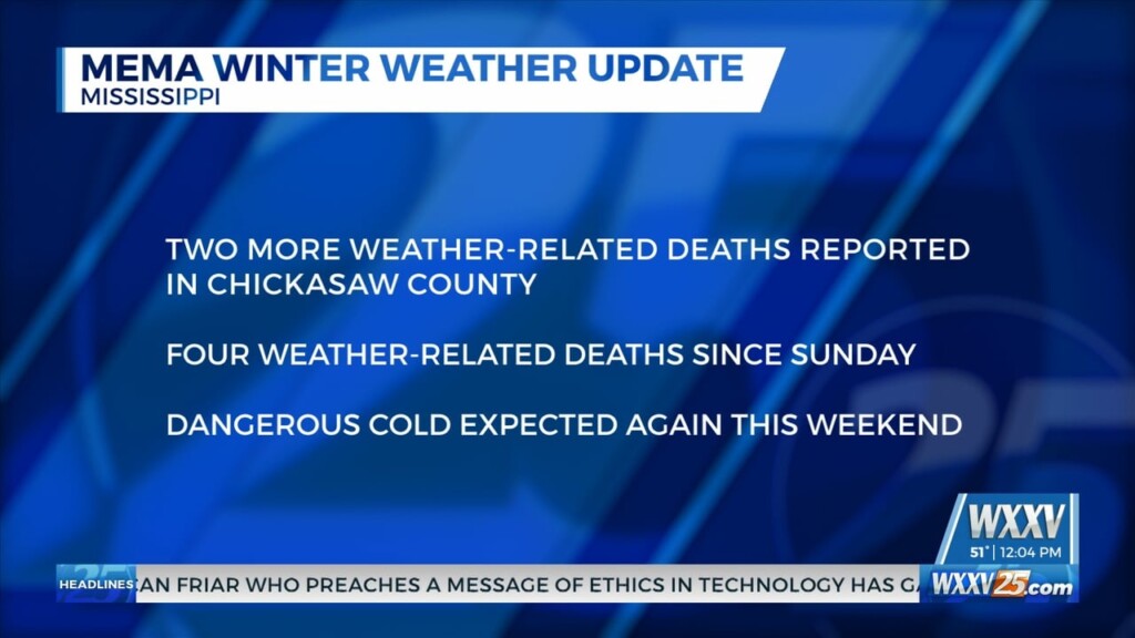 Mema Winter Weather Update: Two More Winter Related Deaths In Chickasaw County