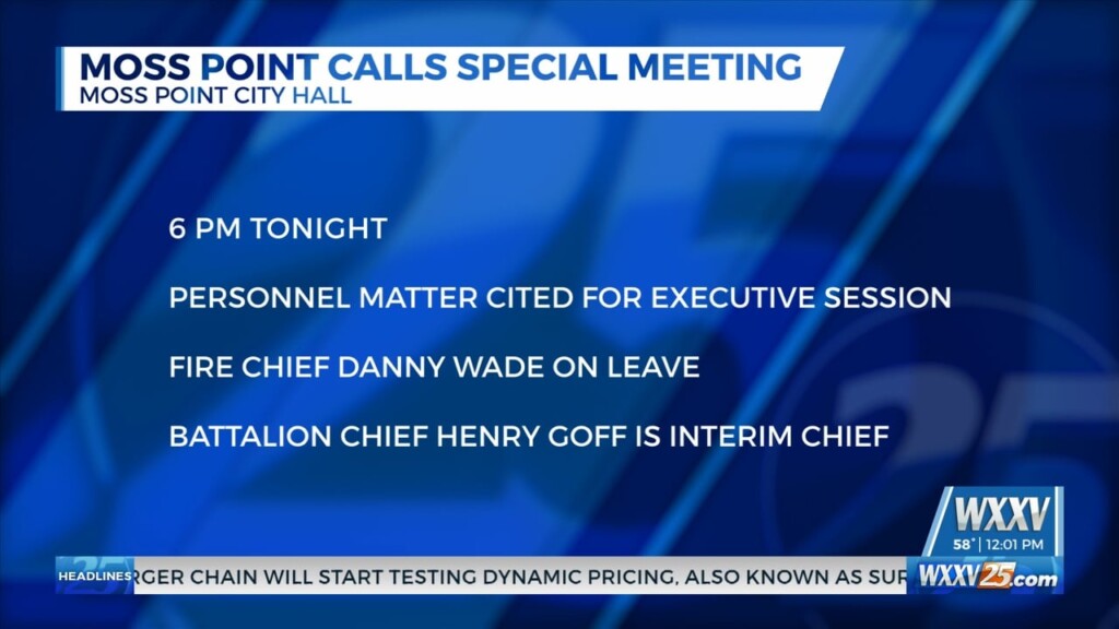 Moss Point Special Call Meeting To Discuss Personnel Matter