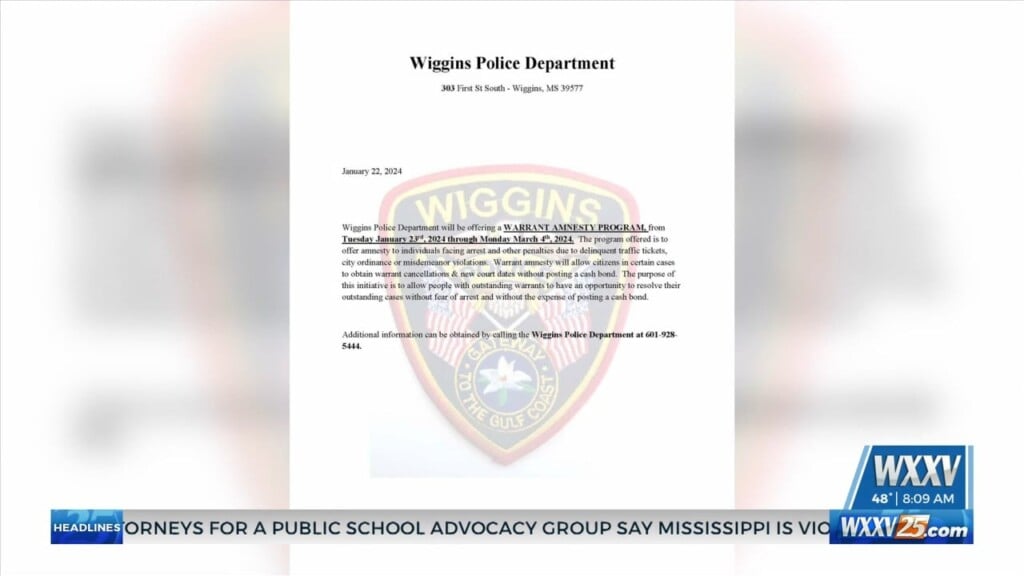 Wiggins Police Department Offers Amnesty Program