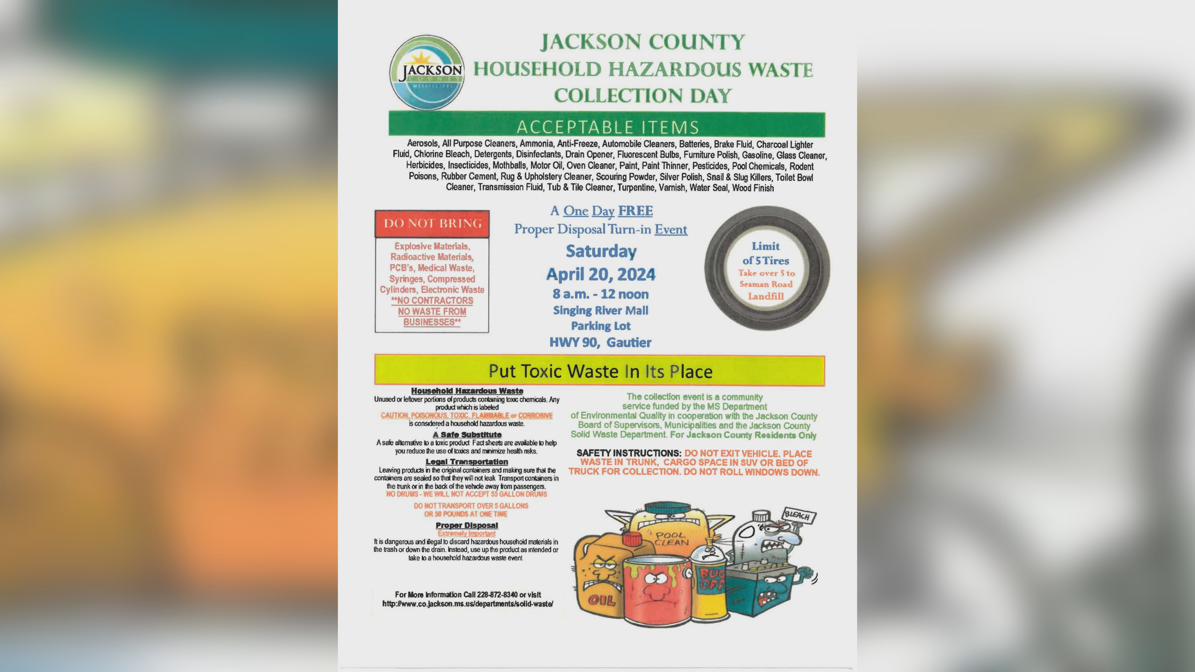 Jackson County Hazardous Waste Collection Day is April 20th - WXXV
