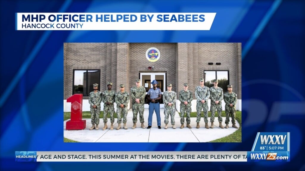 Mhp Officer And Group Of Seabees Help In Single Car Crash