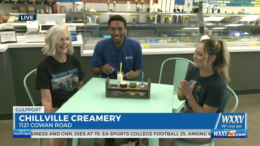 Wxxv Morning Reporter Everett Ganier Jr. Is At Chillville Creamery In Gulfport