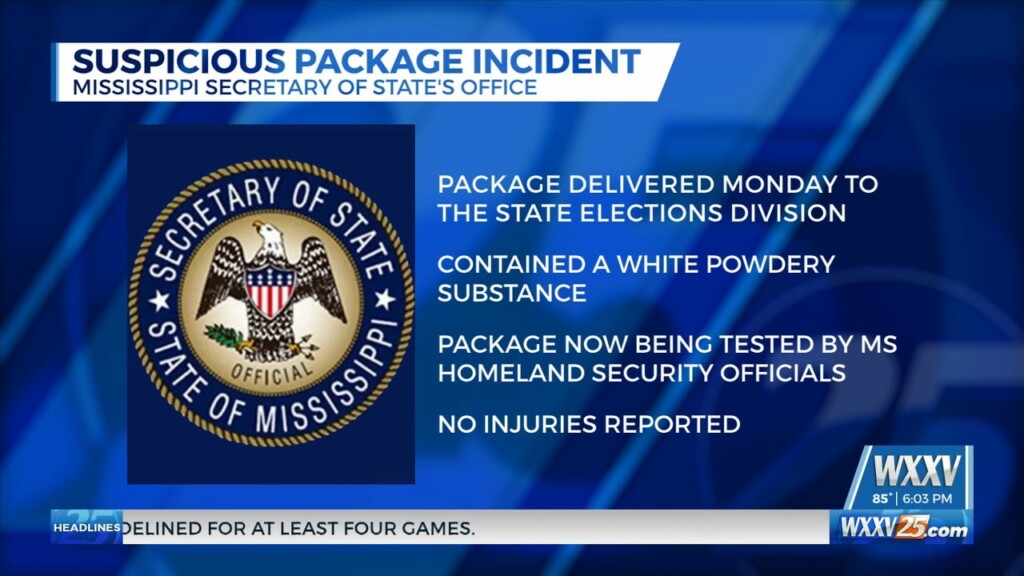 Mississippi Secretary Of State Receives Suspicious Package