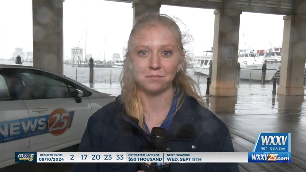 Wxxv News 25’s Elizabeth Keen Live In Gulfport With An Update On Francine