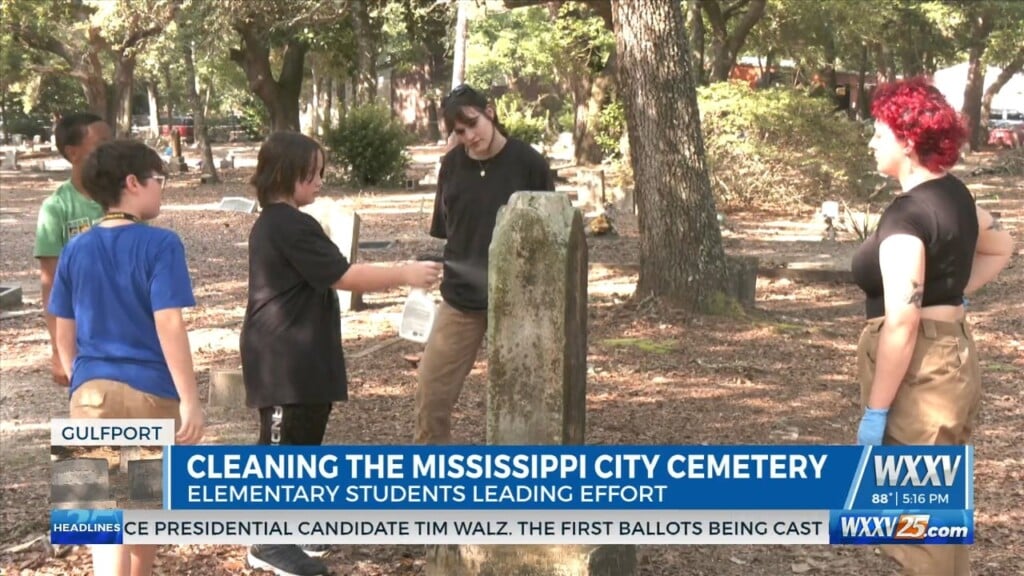 Students Help Clean The Mississippi City Cemetery