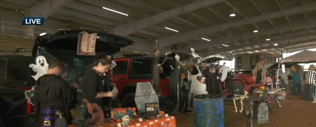 Wxxv Meteorologist Sam Parker Live At Trunk Or Treat At The Harrison County Fairgrounds