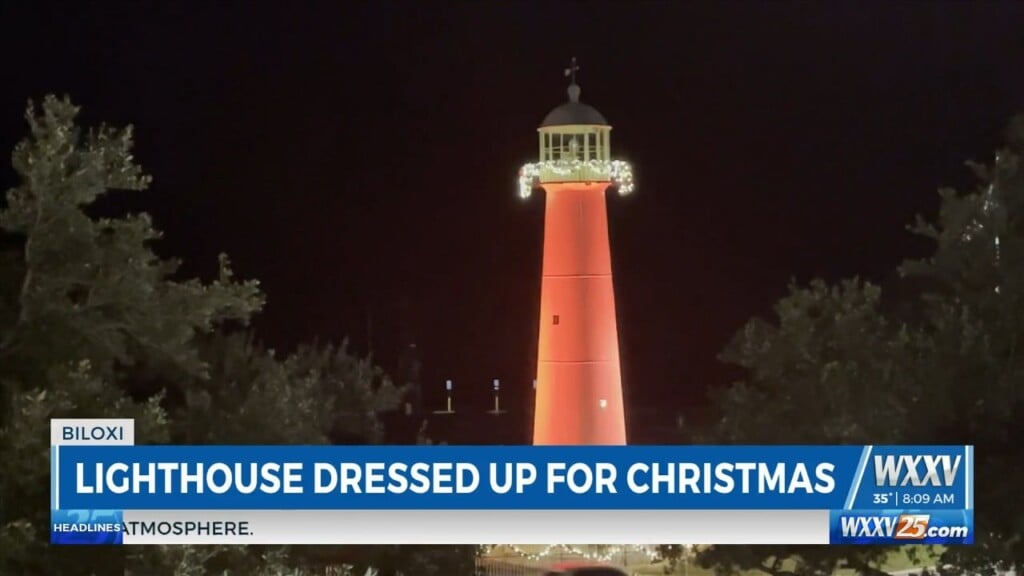 Biloxi Lighthouse Dressed Up For Christmas