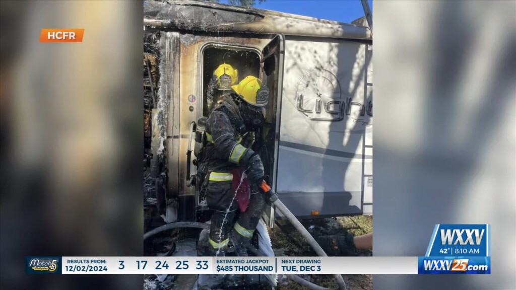 Harrison County Fire Crews Battle Camper Fire
