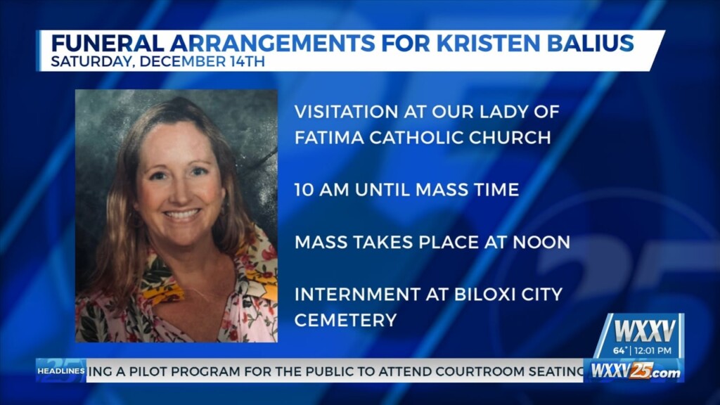 Funeral Arrangements For Biloxi Teacher Kirsten Balius