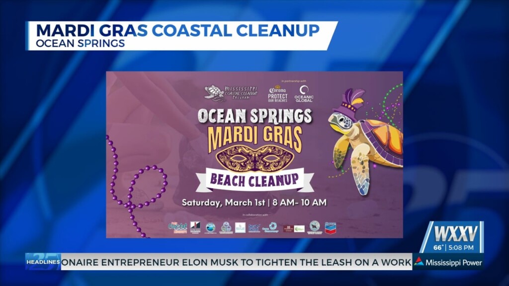 Mardi Gras Beach Clean Up In Ocean Springs